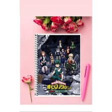 My Hero Acamia Anime Defter 1 Adet Özel Tasarım A4 Boyutu Telli Kareli Defter 21*29 cm