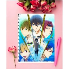 Anime And Your World Free Iwatobi Swim Club  Anime Defter 1 Adet Özel Tasarım A4 Boyutu 21*29 cm Telli Kareli