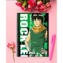 Anime And Your World Rock Lee Anime Defter 1 Adet Özel Tasarım A4 Boyutu Telli Kareli Defter 21*29 cm