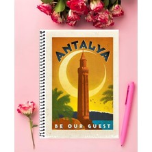 Antalya Temalı  Defter 1 Adet Özel Tasarım A4 Boyutu 21*29 cm  Telli Kareli defter