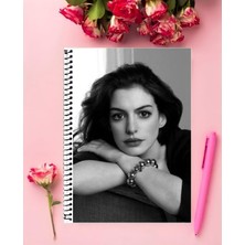 Anne Hathaway Defter 1 Adet Özel Tasarım A4 Boyutu 21*29 cm  Telli Kareli defter
