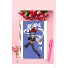 Ginga Hagane Anime Defter 1 Adet Özel Tasarım A4 Boyutu Telli Kareli Defter 21*29 cm