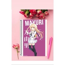 Mayuri Anime Defter 1 Adet Özel Tasarım A4 Boyutu Telli Kareli Defter 21*29 cm