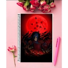 Anime And Your World Madara Uchia Anime Defter 1 Adet Özel Tasarım A4 Boyutu 21*29 cm  Telli Kareli Defter