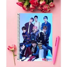 Monsta x Defter 1 Adet Özel Tasarım A4 Boyutu 21*29 cm  Telli Kareli Defter