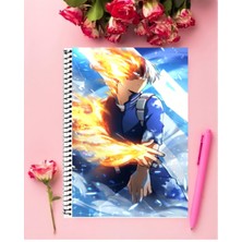Shoto Todoroki Anime Defter 1 Adet Özel Tasarım A4 Boyutu 21*29 cm Telli Kareli Defter