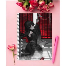Anime And Your World Jigoku Shoujo Anime Defter 1 Adet Özel Tasarım A4 Boyutu 21*29 cm  Telli Kareli Defter