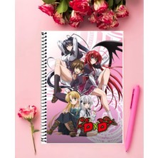 Hıgh School D*d Anime Defter 1 Adet Özel Tasarım A4 Boyutu 21*29 cm  Telli Kareli Defter