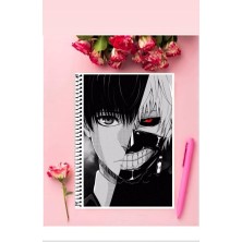 Tokyo Ghoul Anime Defter 1 Adet Özel Tasarım A4 Boyutu Telli Kareli Defter 21*29 cm