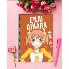 Enju Aihara Anime Defter 1 Adet Özel Tasarım A4 Boyutu Telli Kareli Defter 21*29 cm