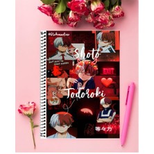 Shoto Todoroki Anime Defter 1 Adet Özel Tasarım A4 Boyutu 21*29 cm Telli Kareli Defter