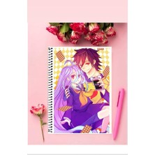 Anime And Your World No Game No Life Anime Defter 1 Adet Özel Tasarım A4 Boyutu Telli Kareli Defter 21*29 cm