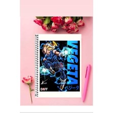 Anime And Your World Vegeta Anime Defter 1 Adet Özel Tasarım A4 Boyutu Telli Kareli Defter 21*29 cm