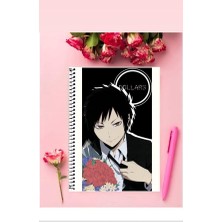 Orihara Izaya  Anime Defter 1 Adet Özel Tasarım A4 Boyutu Telli Kareli Defter 21*29 cm
