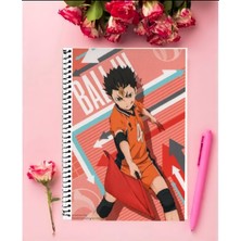 Yuu Nishinoya - Haikyuu   Anime Defter 1 Adet Özel Tasarım A4 Boyutu 21*29 cm Telli Çizgili