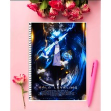 Solo Leveling  Anime Defter 1 Adet Özel Tasarım A4 Boyutu 21*29 cm Telli Kareli