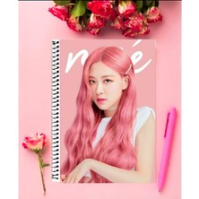 Black Pink Defter 1 Adet Özel Tasarım A4 Boyutu Telli Kareli Defter 21*29 cm