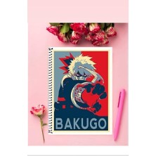 Katsuki Bakugo Anime Defter 1 Adet Özel Tasarım A4 Boyutu Telli Kareli Defter 21*29 cm