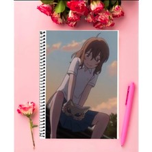 Anime And Your World A Whisker Away Anime Defter 1 Adet Özel Tasarım A4 Boyutu 21*29 cm Telli Kareli