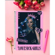 Black Pink Defter 1 Adet Özel Tasarım A4 Boyutu Telli Kareli Defter 21*29 cm
