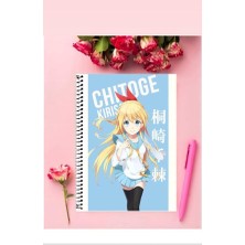 Anime And Your World Chitoge Kirisaki Anime Defter 1 Adet Özel Tasarım A4 Boyutu Telli Kareli Defter 21*29 cm