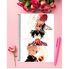 Anime And Your World Shoto Todoroki Anime Defter 1 Adet Özel Tasarım A4 Boyutu 21*29 cm Telli Kareli Defter