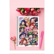 Anime And Your World My Hero Acamia Anime Defter 1 Adet Özel Tasarım A4 Boyutu Telli Kareli Defter 21*29 cm