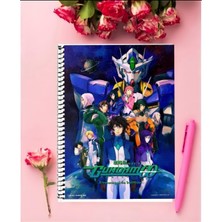 Mobile Suit Gundam 00 Anime Defter 1 Adet Özel Tasarım A4 Boyutu 21*29 cm  Telli Kareli Defter