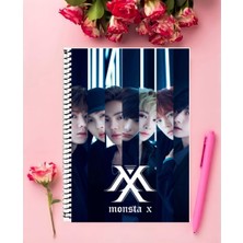 Monsta x Defter 1 Adet Özel Tasarım A4 Boyutu 21*29 cm  Telli Kareli Defter