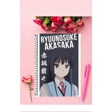 Ryuunosuke Akasaka Anime Defter 1 Adet Özel Tasarım A4 Boyutu Telli Çizgili Defter 21*29 cm