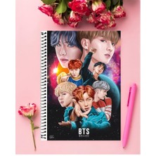 Anime And Your World Bts Defter 1 Adet Özel Tasarım A4 Boyutu 21*29 cm Telli Kareli Defter