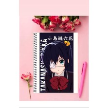 Rikka Takanashi Anime Defter 1 Adet Özel Tasarım A4 Boyutu Telli Kareli Defter 21*29 cm
