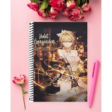 Violet Evergarden Anime Defter 1 Adet Özel Tasarım A4 Boyutu 21*29 cm  Telli Kareli defter
