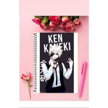 Ken Kaneki Anime Defter 1 Adet Özel Tasarım A4 Boyutu Telli Kareli Defter 21*29 cm
