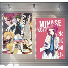 Musaigen No Phantom World Anime Defter 2 Adet  Özel Tasarım A4 Boyutu 21*29CM Telli Kareli Defter