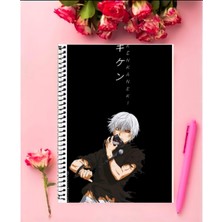 Anime And Your World Kaneki Ken (Tokyo Ghoul)  Anime Defter 1 Adet Özel Tasarım A4 Boyutu 21*29 cm Telli Kareli