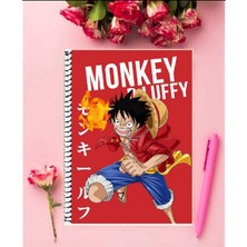  Monkey D Luffy Anime Defter 1 Adet Özel Tasarım A4 Boyutu 21X29 cm  Telli Çizgili Defter