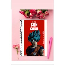 Son Goku Anime Defter 1 Adet Özel Tasarım A4 Boyutu Telli Kareli Defter 21*29 cm