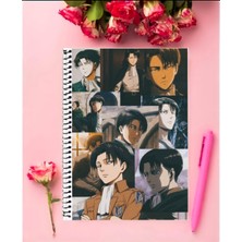 Levi Ackerman Attack On Titan Anime Defter 1 Adet Özel Tasarım A4 Boyutu 21*29 cm  Telli Kareli