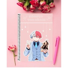 Anime And Your World Shoto Todoroki Anime Defter 1 Adet Özel Tasarım A4 Boyutu 21*29 cm Telli Kareli Defter