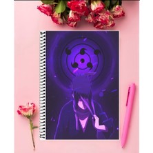 Sasuke Uchiha Anime Defter 1 Adet Özel Tasarım A4 Boyutu 21X29 cm  Telli Çizgili Defter