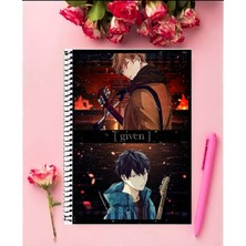 Anime And Your World Given (Gıven)  Anime Defter 1 Adet Özel Tasarım A4 Boyutu 21X29 cm Telli Çizgili