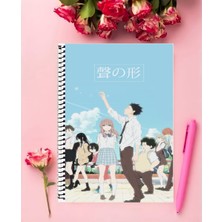 Anime And Your World Koe No Katachi Anime Defter 1 Adet Özel Tasarım A4 Boyutu 21X29 cm  Telli Kareli Defter