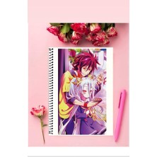 Anime And Your World No Game No Life Anime Defter 1 Adet Özel Tasarım A4 Boyutu Telli Çizgili Defter 21X29 cm