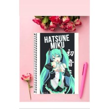 Anime And Your World Hatsune Miku  Anime Defter 1 Adet Özel Tasarım A4 Boyutu Telli Çizgili Defter 21X29 cm
