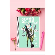 Anime And Your World Asada Shino  Anime Defter 1 Adet Özel Tasarım A4 Boyutu Telli Çizgili Defter 21X29 cm
