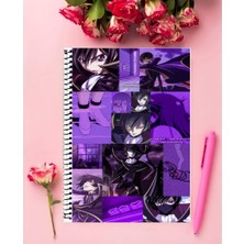 Code Geass Lelouch Anime Defter 1 Adet Özel Tasarım A4 Boyutu 21X29 cm  Telli Kareli Defter