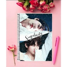 Bts Defter 1 Adet Özel Tasarım A4 Boyutu Telli Çizgili Defter 21X29 cm