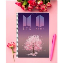 Anime And Your World Bts Defter 1 Adet Özel Tasarım A4 Boyutu Telli Kareli Defter 21X29 cm