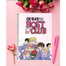 Ouran High School Host Club Anime Defter 1 Adet Özel Tasarım A4 Boyutu 21X29 cm  Telli Çizgili